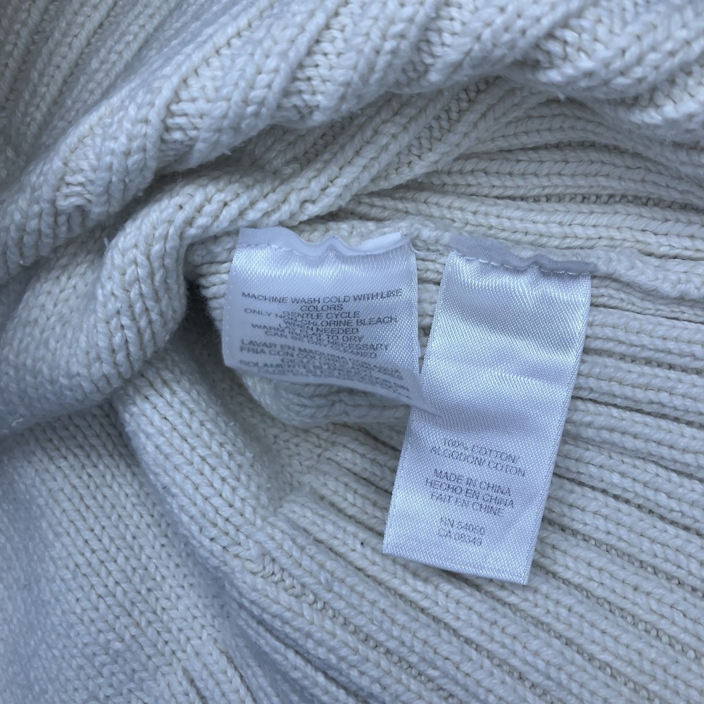Cream Cable Knit V-Neck Sweater Tenniscore/Après Ski Style Sz Large Soft Winter - Picture 7 of 11